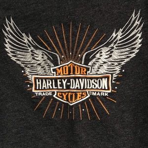 Harley Davidson Dark Grey Embroidered Logo Tee